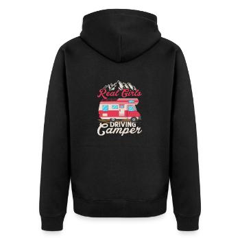 Real Girls Driving Camper Outdoor Camping - Unisex Premium Organic Zip Hoodie - black - Back - Nico (187cm)