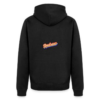 Andrew Retro Text Funny Novelty Mens Custom Name S - Unisex Premium Bio Zip Hoodie - Schwarz - Hinten - Nico (187cm)