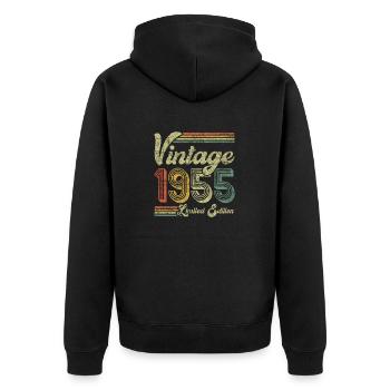 Vintage 1955 Limited Edition - Unisex Premium Bio Zip Hoodie - Schwarz - Hinten - Nico (187cm)