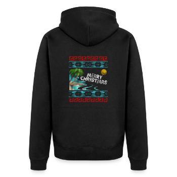 Merry Christmas Beach Vacation Holiday Sweater - Unisex Premium Bio Zip Hoodie - Schwarz - Hinten - Nico (187cm)