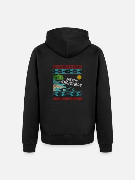 Joyeux Noël Plage Vacances Pull - Veste à capuche bio Premium Unisexe - noir