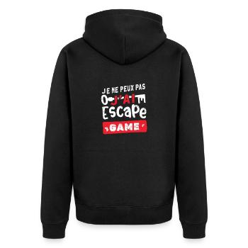 Escape Game ,T-shirt je ne peux pas ,Escape Room - Veste à capuche bio Premium Unisexe - noir - Dos - Nico (187cm)