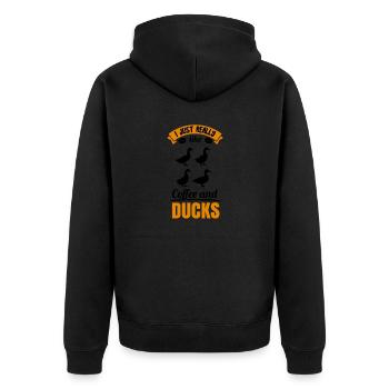 Duck Quitsche Duck Erpel Duck Yellow Rubber Duck - Unisex Premium Organic Zip Hoodie - black - Back - Nico (187cm)