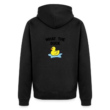 Ente Quitscheente Erpel Enten Gelbe Gummiente - Unisex Premium Bio Zip Hoodie - Schwarz - Hinten - Nico (187cm)