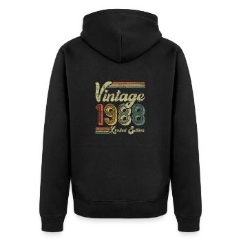 Vintage 1988 Limited Edition - Unisex Premium Bio Zip Hoodie - Schwarz - Hinten - Nico (187cm)