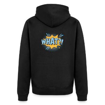 WHAT? Comic-Design für Unschuldige - Unisex Premium Bio Zip Hoodie - Schwarz - Hinten - Nico (187cm)