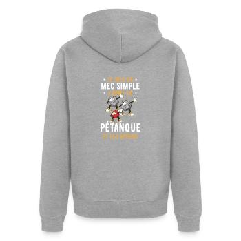 Einfacher Typ Boules Pétanque Apéro Geschenk - Unisex Premium Bio Zip Hoodie - Grau meliert - Hinten - Nico (187cm)