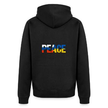 Russland Ukraine Frieden - Unisex Premium Bio Zip Hoodie - Schwarz - Hinten - Nico (187cm)