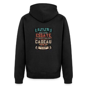 meilleur cadeau papa père vintage - Veste à capuche bio Premium Unisexe - noir - Dos - Nico (187cm)