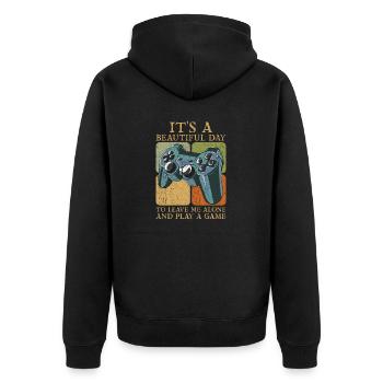 It's A Beautiful Day To Leave Me Alone - Unisex Premium Bio Zip Hoodie - Schwarz - Hinten - Nico (187cm)