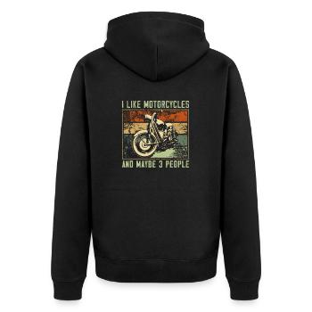 J’aime les motos et peut-être la moto 3 personnes - Veste à capuche bio Premium Unisexe - noir - Dos - Nico (187cm)