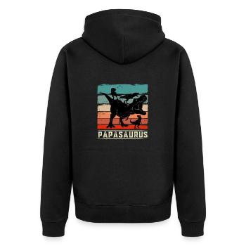 Papasaurus papa T-Rex dinosaur - Unisex Premium Organic Zip Hoodie - black - Back - Nico (187cm)