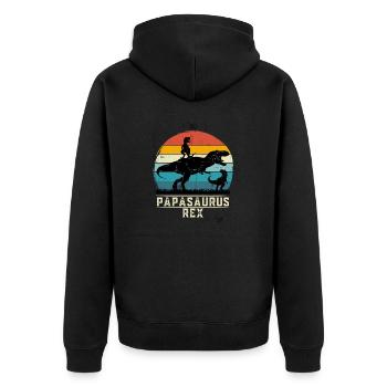 Papasaurus rex papa t-rex Vater - Unisex Premium Bio Zip Hoodie - Schwarz - Hinten - Nico (187cm)