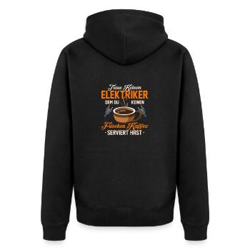 Traue keinem Elektriker Elektroniker Elektro - Unisex Premium Bio Zip Hoodie - Schwarz - Hinten - Nico (187cm)