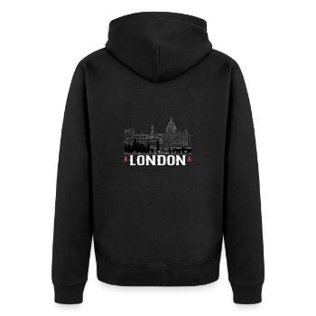 London - Unisex Premium Bio Zip Hoodie - Schwarz - Hinten - Nico (187cm)