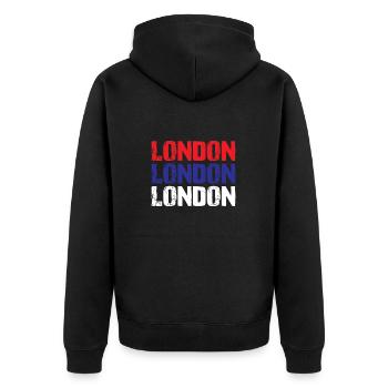London - Unisex Premium Bio Zip Hoodie - Schwarz - Hinten - Nico (187cm)