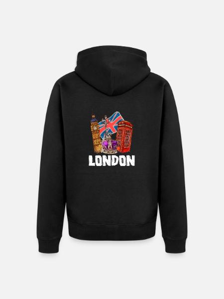 London - Unisex Premium Organic Zip Hoodie - black