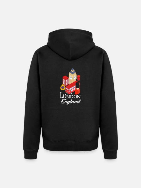London - Unisex Premium Bio Zip Hoodie - Schwarz
