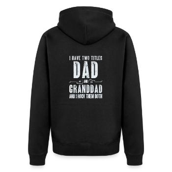 Papa papi english rock - Unisex Premium Organic Zip Hoodie - black - Back - Nico (187cm)