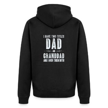 Père grand-père rock humour - Veste à capuche bio Premium Unisexe - noir - Dos - Nico (187cm)