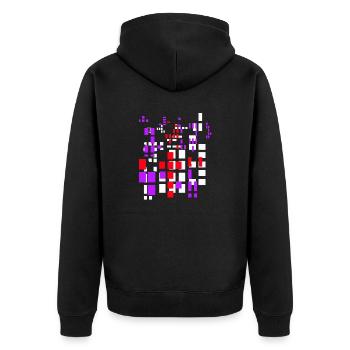 Pixel a Pixelworld Abstract City Kypto Style - Unisex Premium Organic Zip Hoodie - black - Back - Nico (187cm)