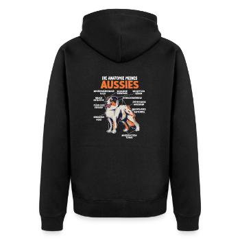 Australian Shepherd Aussie Anatomie Aussie - Unisex Premium Bio Zip Hoodie - Schwarz - Hinten - Nico (187cm)