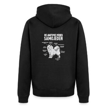 Samojede Anatomie Witziges Hundehalter Gassi - Unisex Premium Bio Zip Hoodie - Schwarz - Hinten - Nico (187cm)