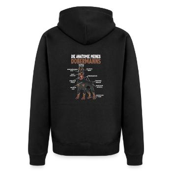 Dobermann Anatomie lustiges Hundehalter Gassi - Unisex Premium Bio Zip Hoodie - Schwarz - Hinten - Nico (187cm)