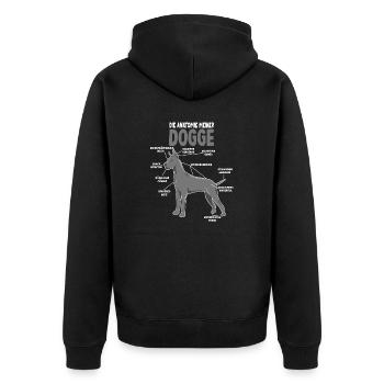 Doggen Anatomie lustiges Hundehalter Gassi Hunde - Unisex Premium Bio Zip Hoodie - Schwarz - Hinten - Nico (187cm)