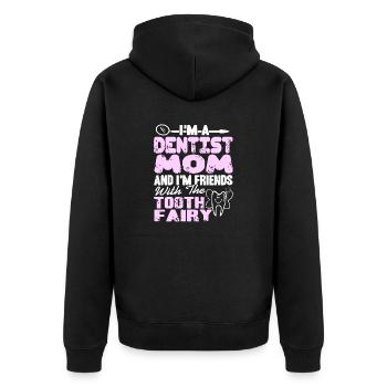 Dentiste Maman & Je suis ami avec la fée des dents - Veste à capuche bio Premium Unisexe - noir - Dos - Nico (187cm)