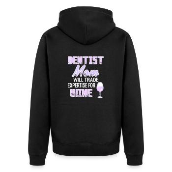 Dentist Mom Will Trade Expertise For Wine Present - Unisex Premium Bio Zip Hoodie - Schwarz - Hinten - Nico (187cm)