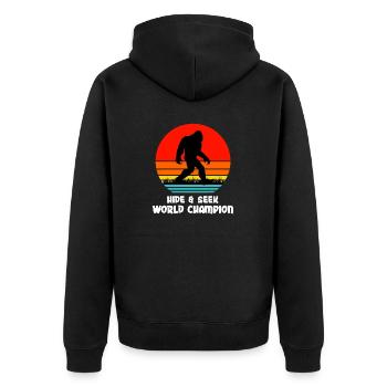 Hide and Seek BigFoot World Champion - Unisex Premium Organic Zip Hoodie - black - Back - Nico (187cm)