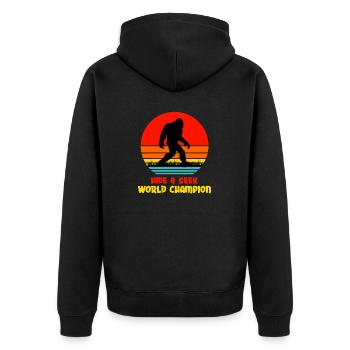 Hide Seek World Champion BigFoot - Unisex Premium Organic Zip Hoodie - black - Back - Nico (187cm)