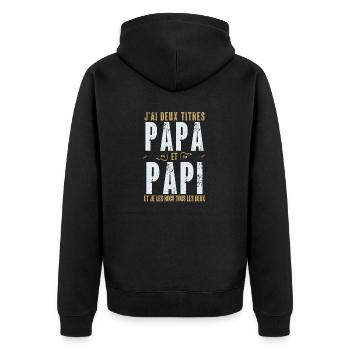 Cadeau papa papi rock - Veste à capuche bio Premium Unisexe - noir - Dos - Nico (187cm)
