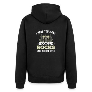 Geologie Geologe Fossilien - Cool Rocks - Unisex Premium Bio Zip Hoodie - Schwarz - Hinten - Nico (187cm)