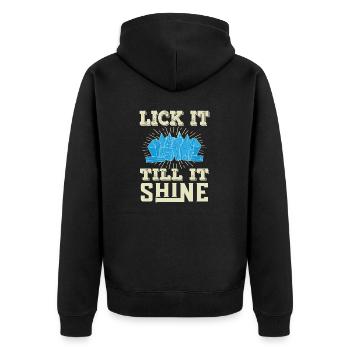 Geologie Geologe Fossilien - Till it shine - Unisex Premium Bio Zip Hoodie - Schwarz - Hinten - Nico (187cm)