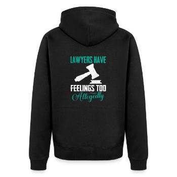 Lawyers Have Feelings Too Allegedly Advocate - Unisex Premium Bio Zip Hoodie - Schwarz - Hinten - Nico (187cm)