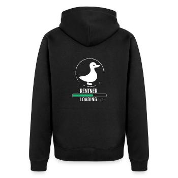 Rentner Pension Ruhestand Geschenk für Herren - Unisex Premium Organic Zip Hoodie - black - Back - Nico (187cm)