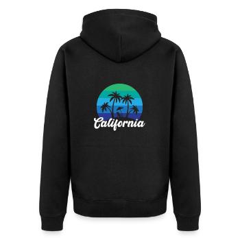 Palmen - Unisex Premium Bio Zip Hoodie - Schwarz - Hinten - Nico (187cm)