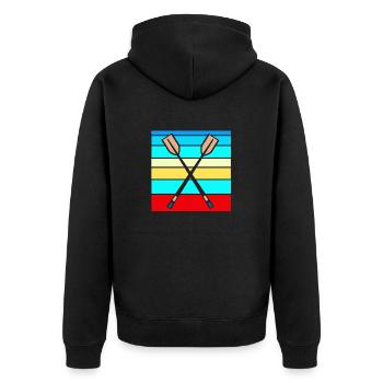 Retro Rowing Paddle Designs T-Shirt Present Gift - Unisex Premium Organic Zip Hoodie - black - Back - Nico (187cm)
