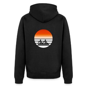 Retro Sunset Crew Rowing T-Shirt Present Gift - Unisex Premium Organic Zip Hoodie - black - Back - Nico (187cm)
