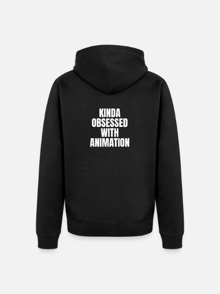 KINDA OBSESSDD WTIH ANIMATING - Unisex Premium Organic Zip Hoodie - black