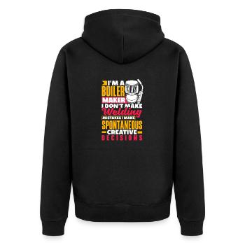 Boilermaker I Dont Make Welding Mistakes Funny - Unisex Premium Organic Zip Hoodie - black - Back - Nico (187cm)