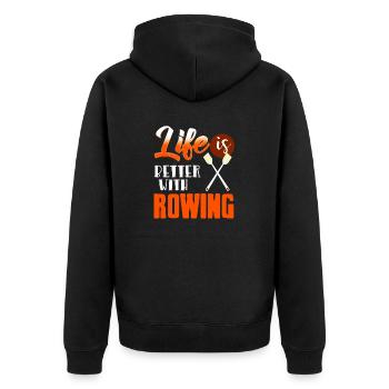 Life Is Better With Rowing T-Shirt Present Gift - Unisex Premium Organic Zip Hoodie - black - Back - Nico (187cm)