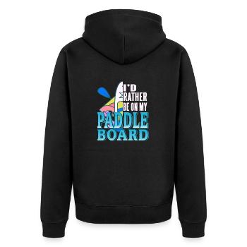 I'd Rather Be On My Paddle Board Rowing T-Shirt - Unisex Premium Organic Zip Hoodie - black - Back - Nico (187cm)