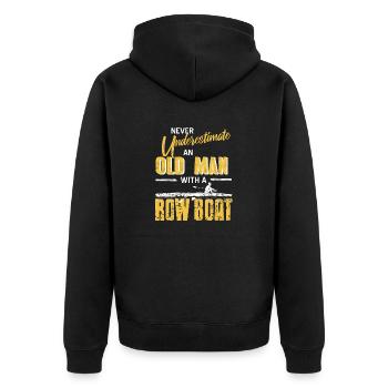 Never Underestimate An Old Man With A Row Boat - Unisex Premium Organic Zip Hoodie - black - Back - Nico (187cm)