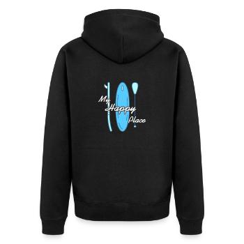 My Happy Place Rowing Designs T-Shirt Present Gift - Unisex Premium Organic Zip Hoodie - black - Back - Nico (187cm)