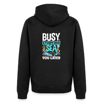 Marine Biology Marine Biologist Science Busy - Unisex Premium Bio Zip Hoodie - Schwarz - Hinten - Nico (187cm)