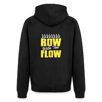 Row With The Flow Funny Rowing T-Shirt Present - Unisex Premium Organic Zip Hoodie - black - Back - Nico (187cm)