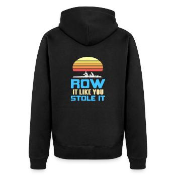 Retro Row It Like You Stole It Rowing Designs - Unisex Premium Organic Zip Hoodie - black - Back - Nico (187cm)